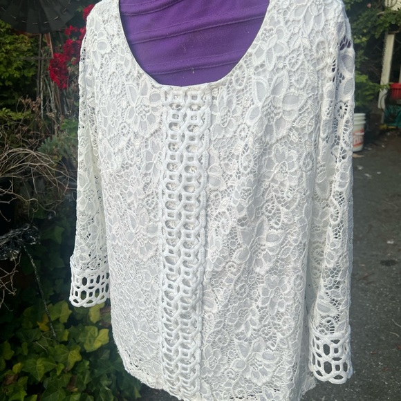 TanJay White Lace Blouse - Picture 4 of 4